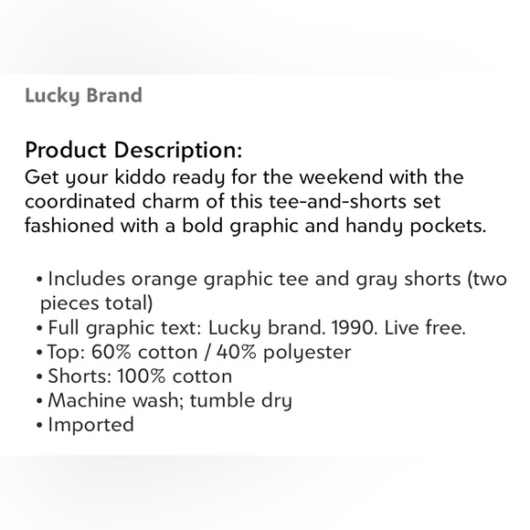Boys Lucky Brand T-Shirt and Shorts - Picture 2 of 5